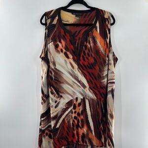 3for$20 ZAC & Rachel Brown Orange Abstract Sleeveless Blouse Size: 2X